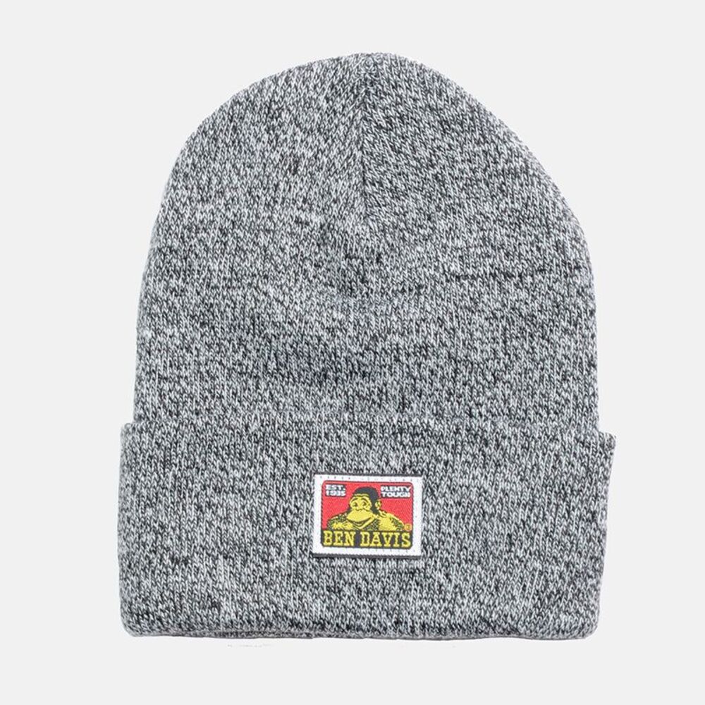 Ben Davis Unisex Beanie Acrylic Cuffed Double Layered Knit Hat Cap Marled Black